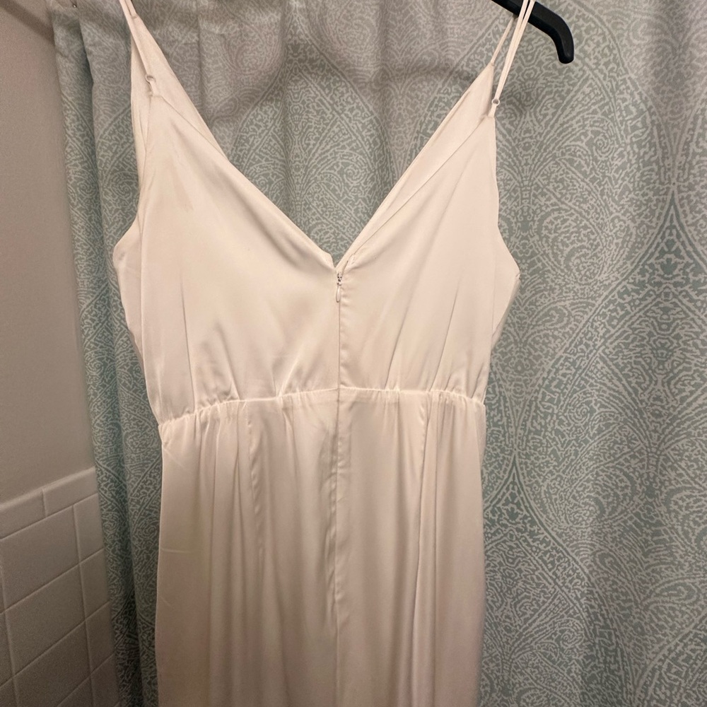 Abercrombie & Fitch Twist Front White Satin Maxi Dress - Picture 3 of 4
